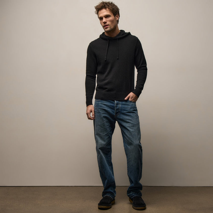 Italian Spun Cashmere Hoodie in Black | James Perse Los Angeles