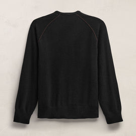 Italian Spun Cashmere Raglan Piped Crew in Black/Kona | James Perse Los Angeles FLAT