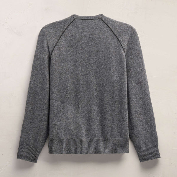 Italian Spun Cashmere Raglan Piped Crew in Mid Grey/Anthracite | James Perse Los Angeles FLAT