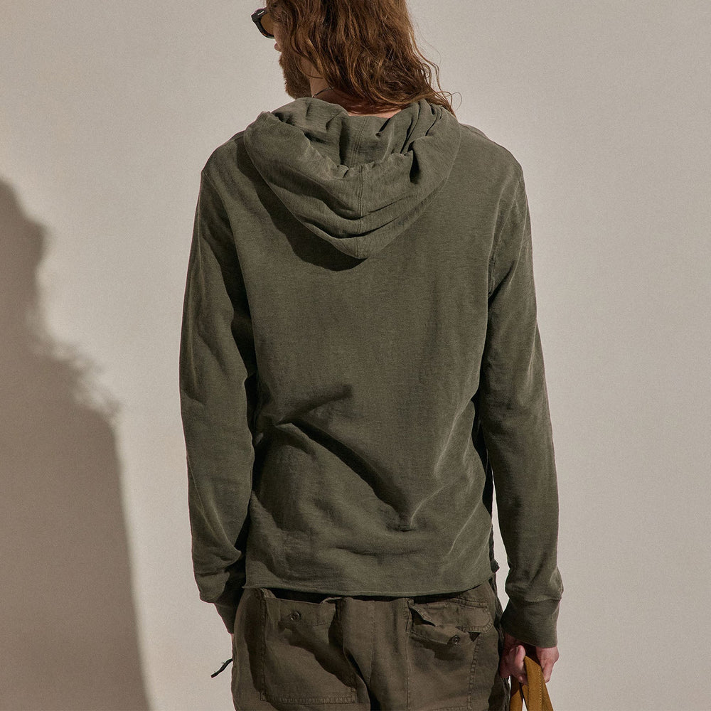Cotton Slub Hoodie in Army Green Pigment | James Perse Los Angeles