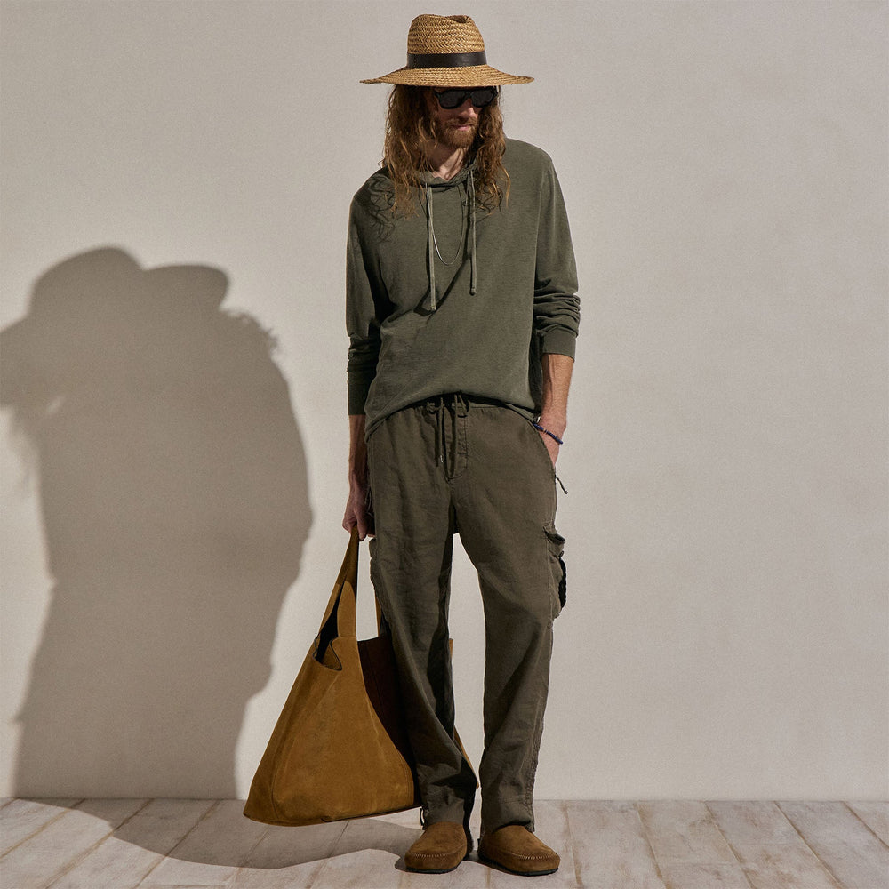 Cotton Slub Hoodie in Army Green Pigment | James Perse Los Angeles