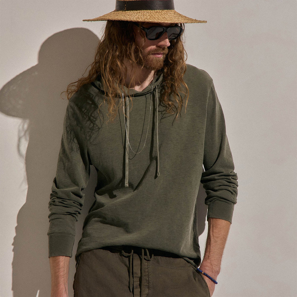 Cotton Slub Hoodie in Army Green Pigment | James Perse Los Angeles