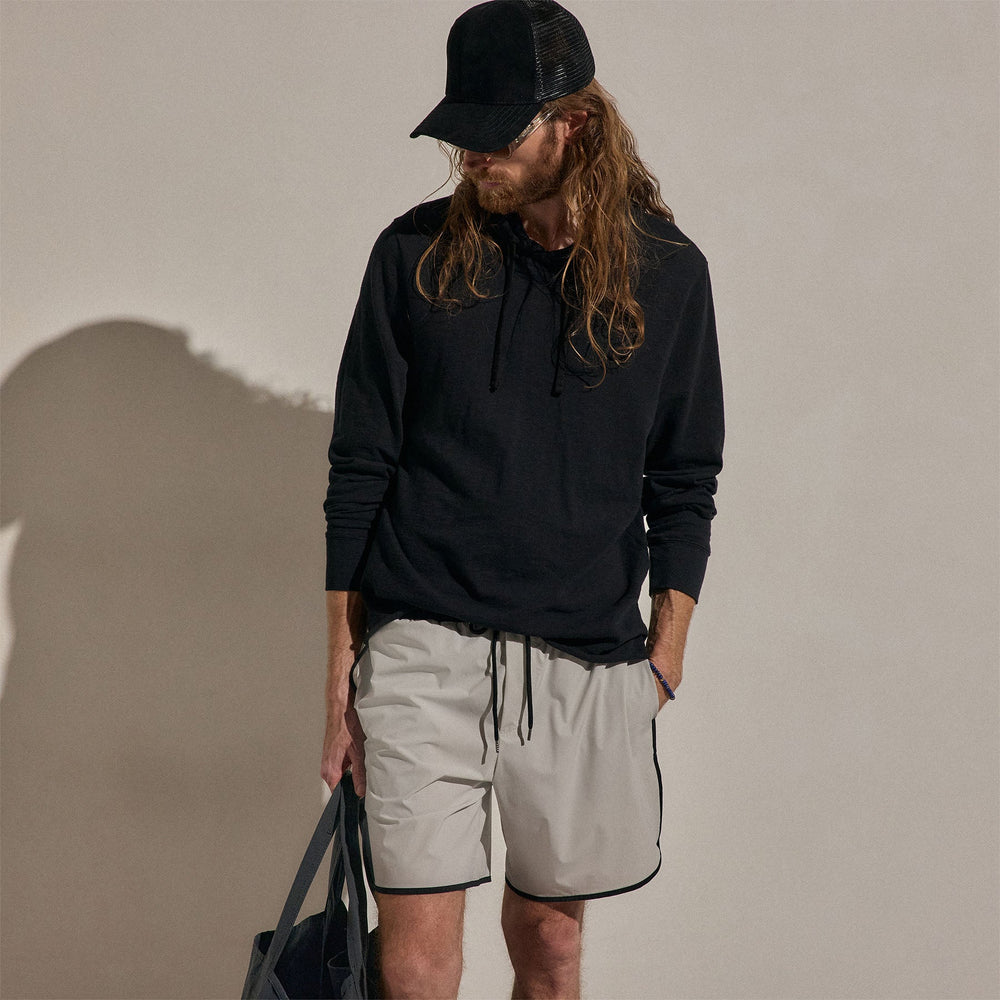 Cotton Slub Hoodie in Black | James Perse Los Angeles