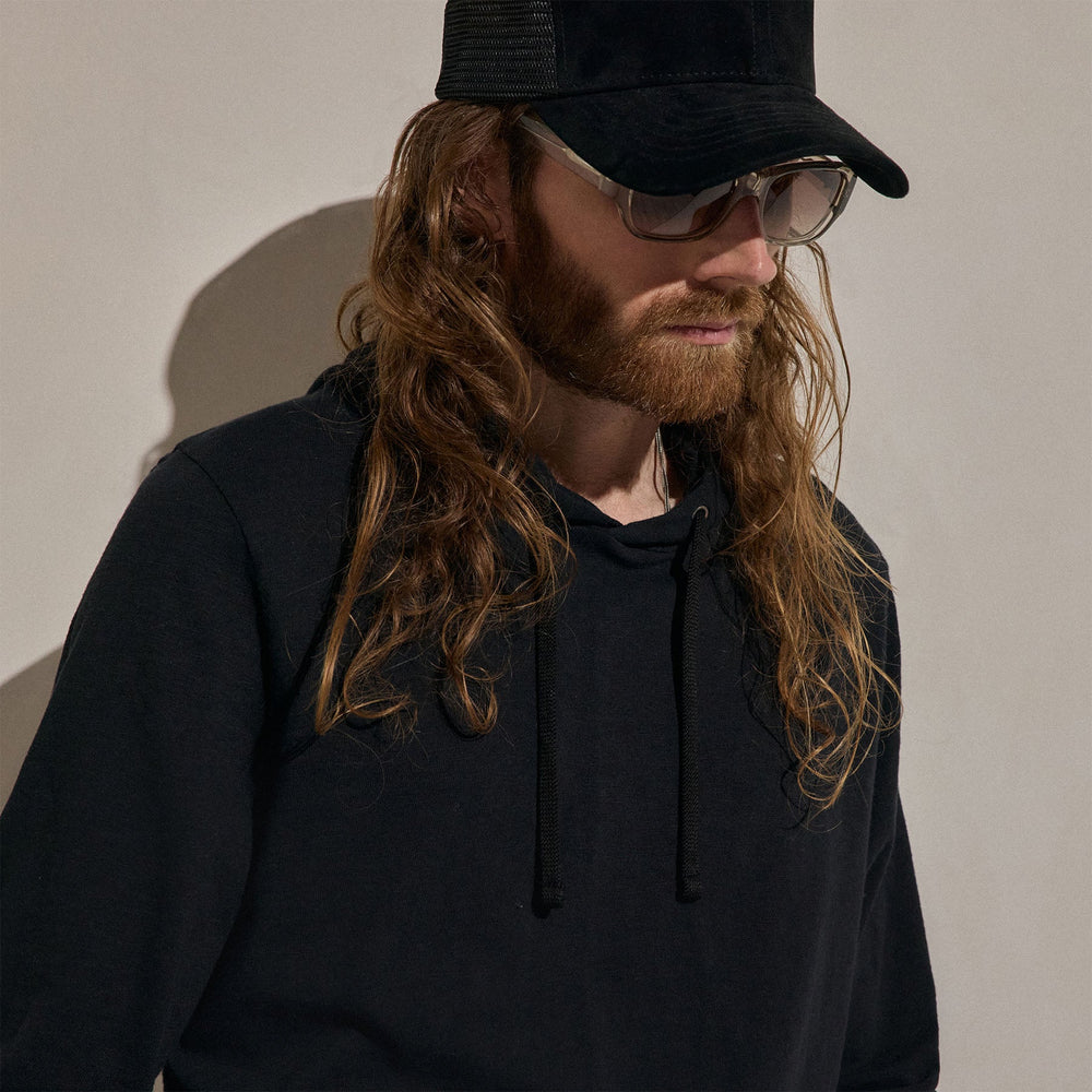 Cotton Slub Hoodie in Black | James Perse Los Angeles
