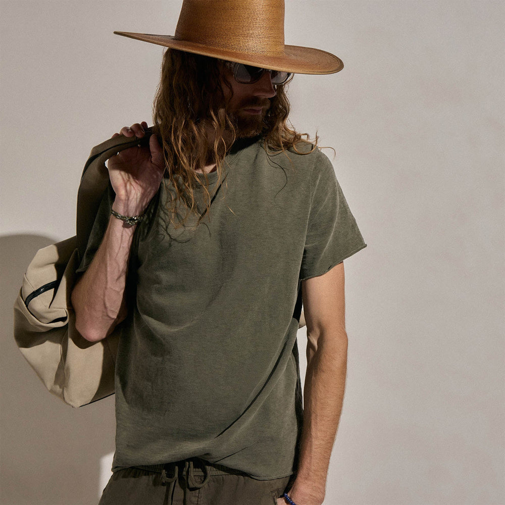 Cotton Slub Short Sleeve Tee in Army Green Pigment | James Perse Los Angeles