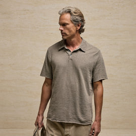 Slub Jersey Short Sleeve Polo - Coyote Pigment