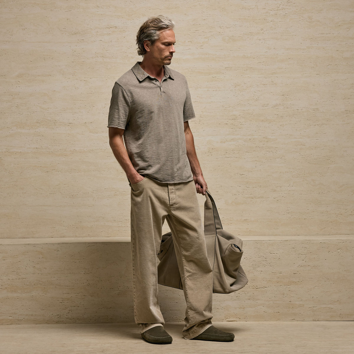 Slub Jersey Short Sleeve Polo - Coyote Pigment