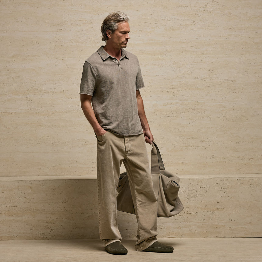 Slub Jersey Short Sleeve Polo - Coyote Pigment