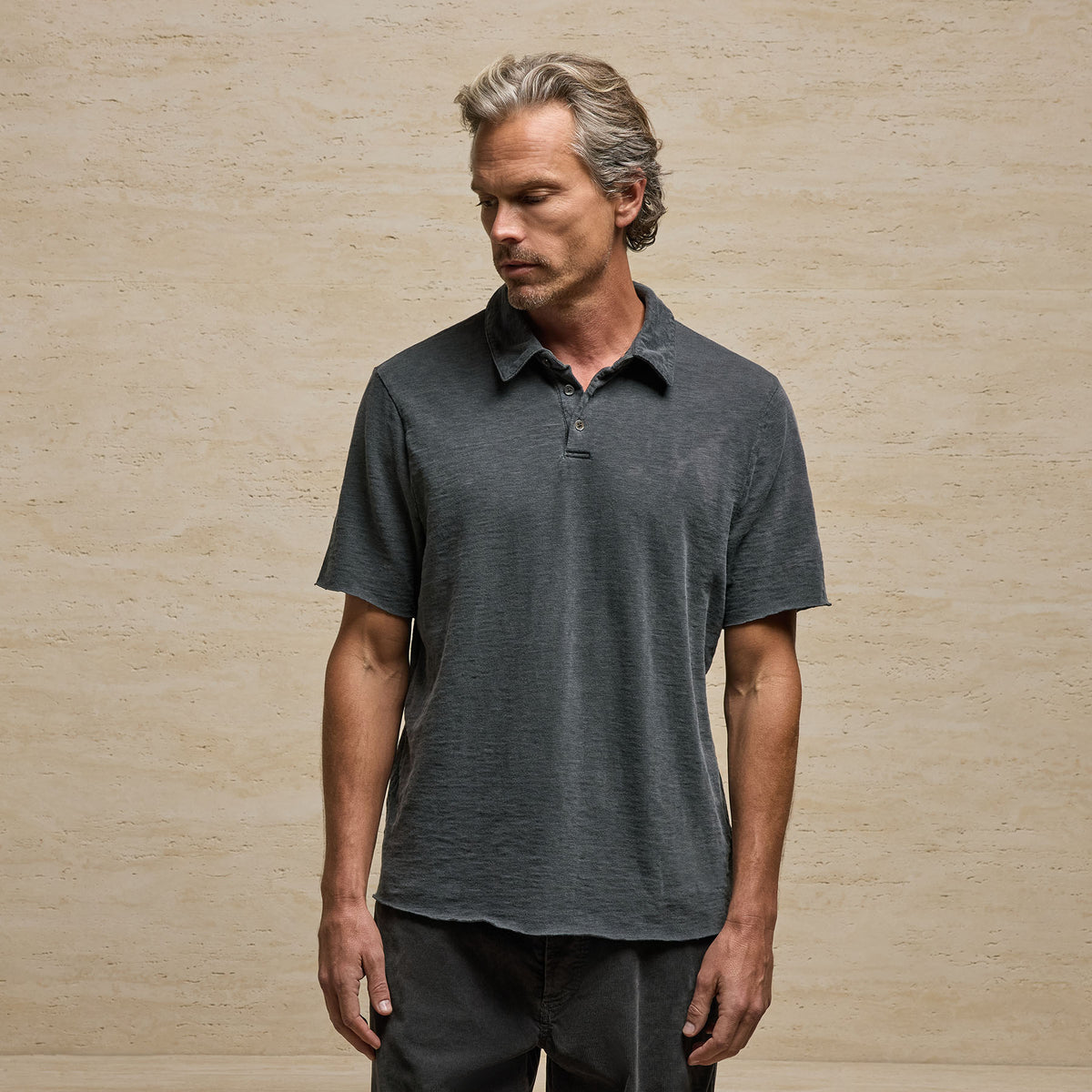 Slub Jersey Short Sleeve Polo - Magma Pigment