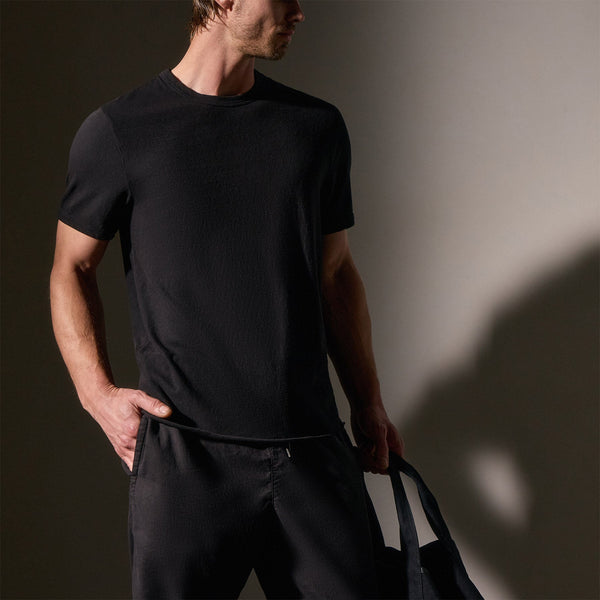 Slub Jersey Short Sleeve Crew in Black | James Perse Los Angeles