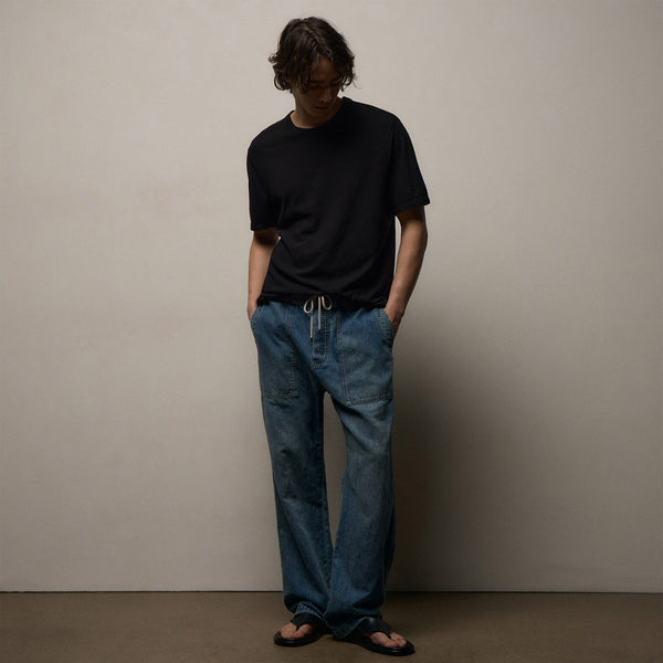 Slub Jersey Short Sleeve Crew in Black | James Perse Los Angeles