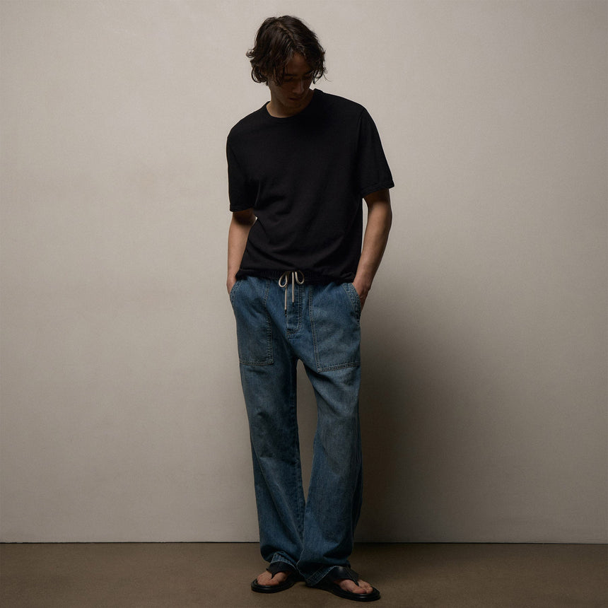 Slub Jersey Short Sleeve Crew in Black | James Perse Los Angeles
