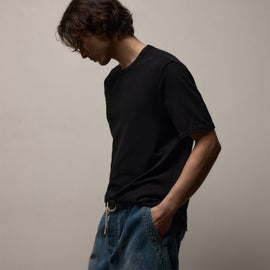 Slub Jersey Short Sleeve Crew in Black | James Perse Los Angeles