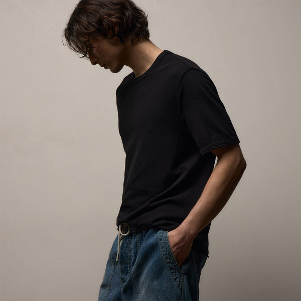 Slub Jersey Short Sleeve Crew in Black | James Perse Los Angeles
