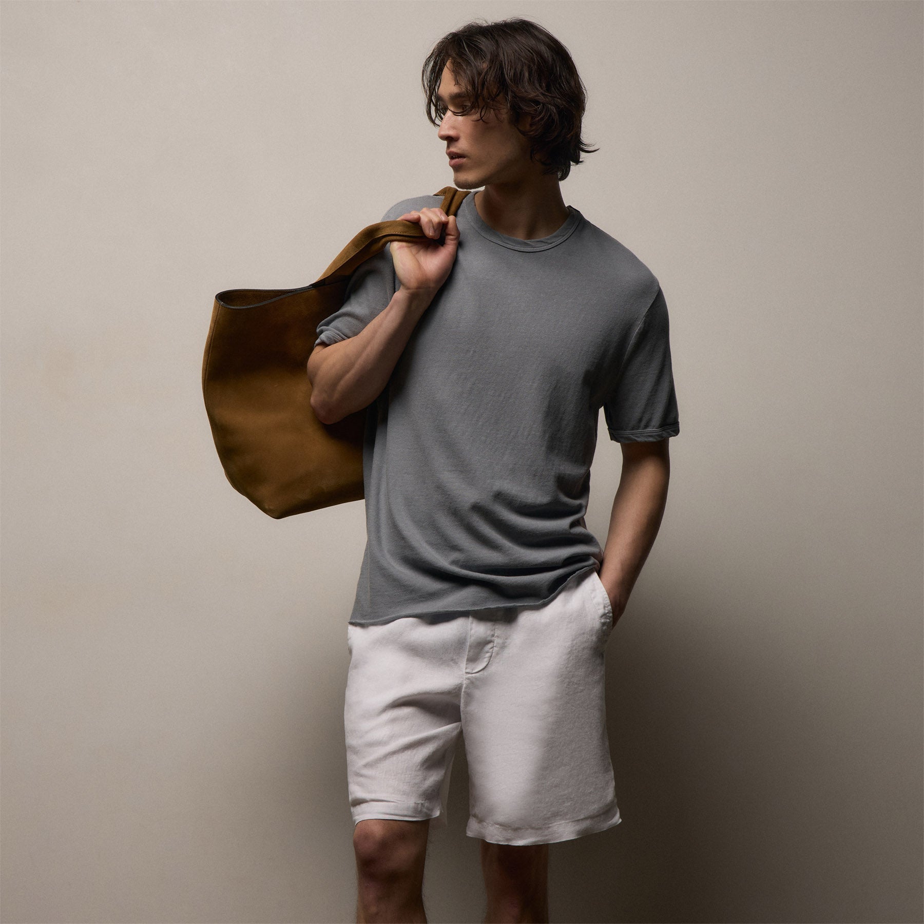 Slub Jersey Short Sleeve Crew in Ore Pigment | James Perse Los Angeles
