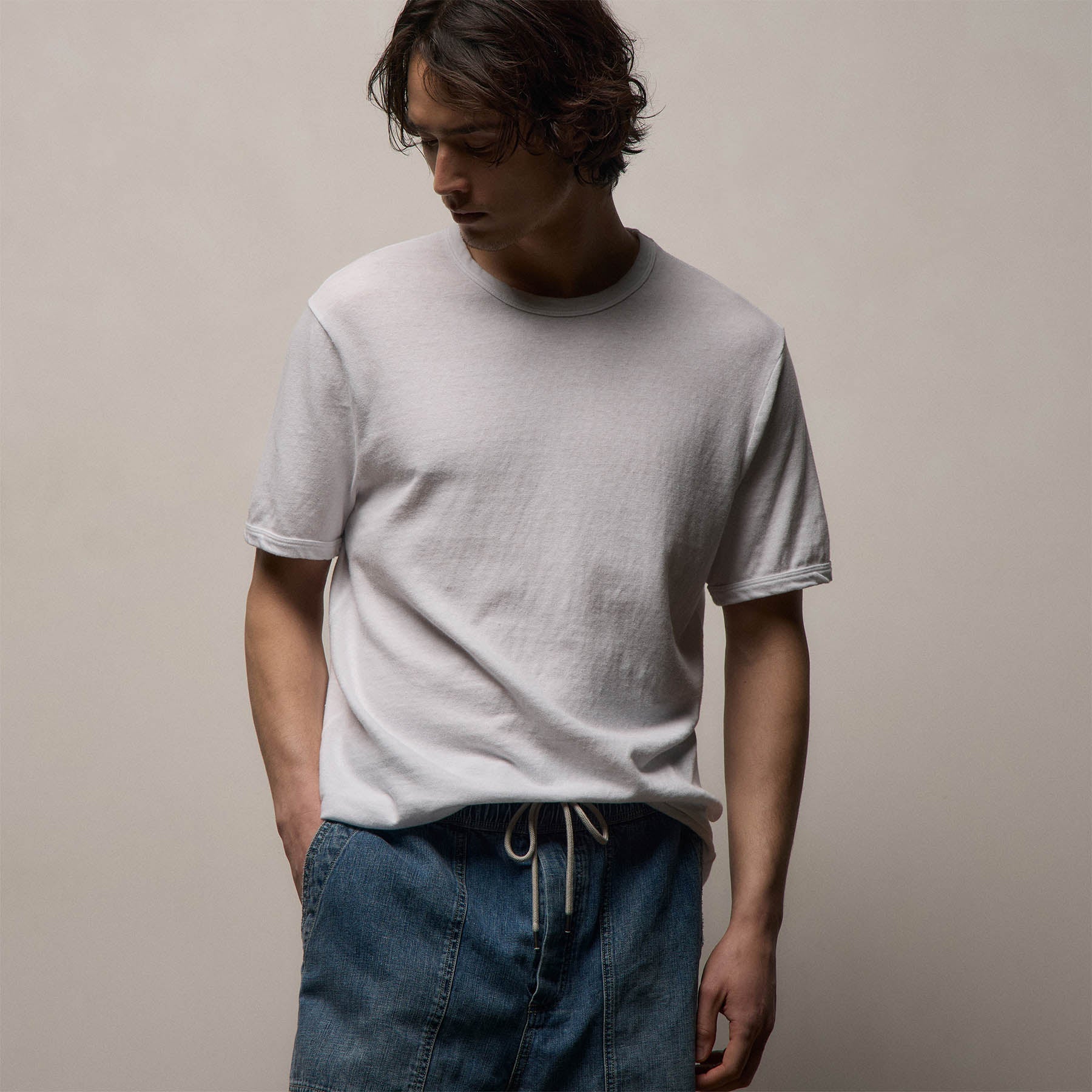 Slub Jersey Short Sleeve Crew - White | James Perse Los Angeles