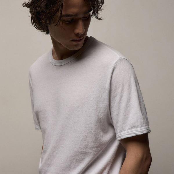 Slub Jersey Short Sleeve Crew in White | James Perse Los Angeles