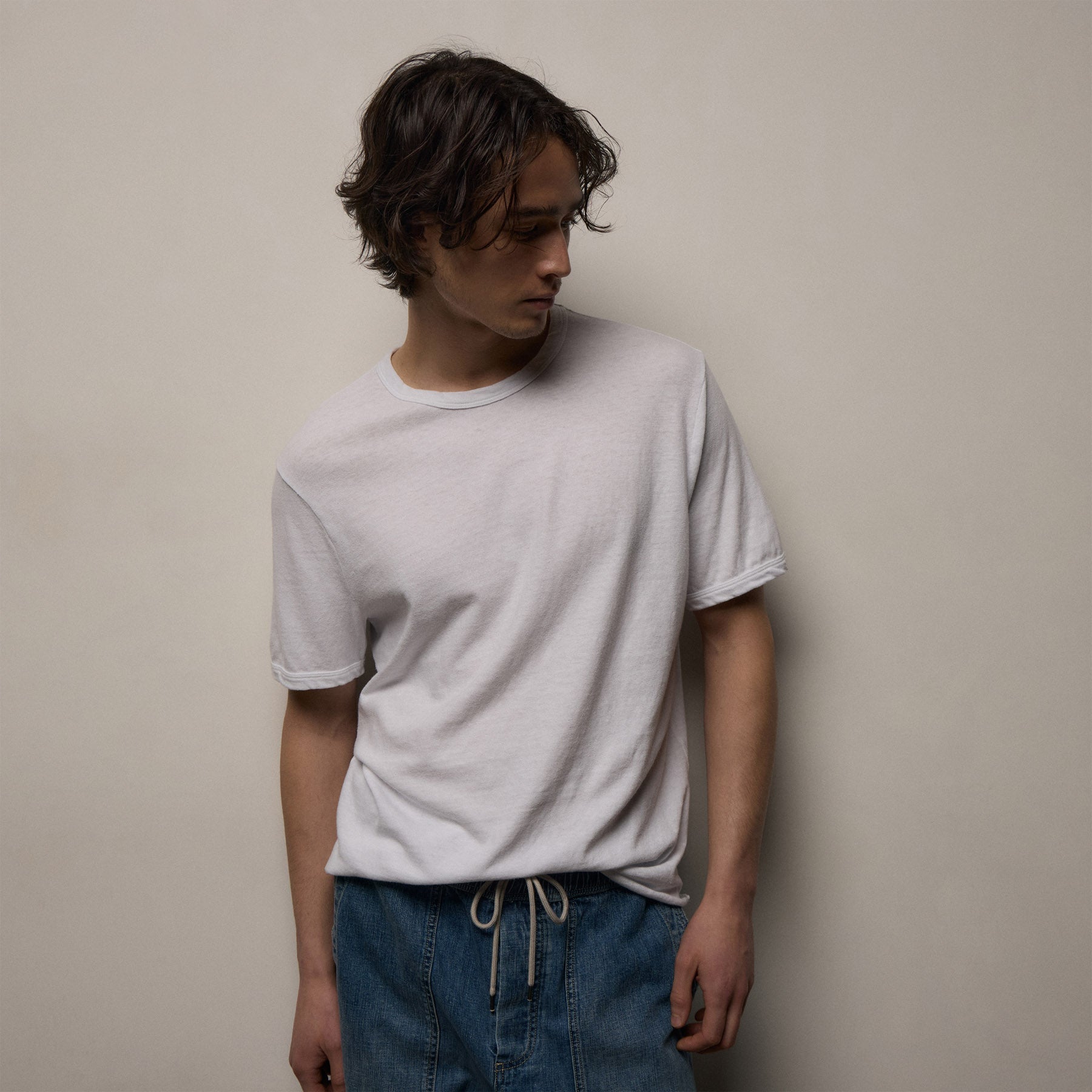 Slub Jersey Short Sleeve Crew - White | James Perse Los Angeles