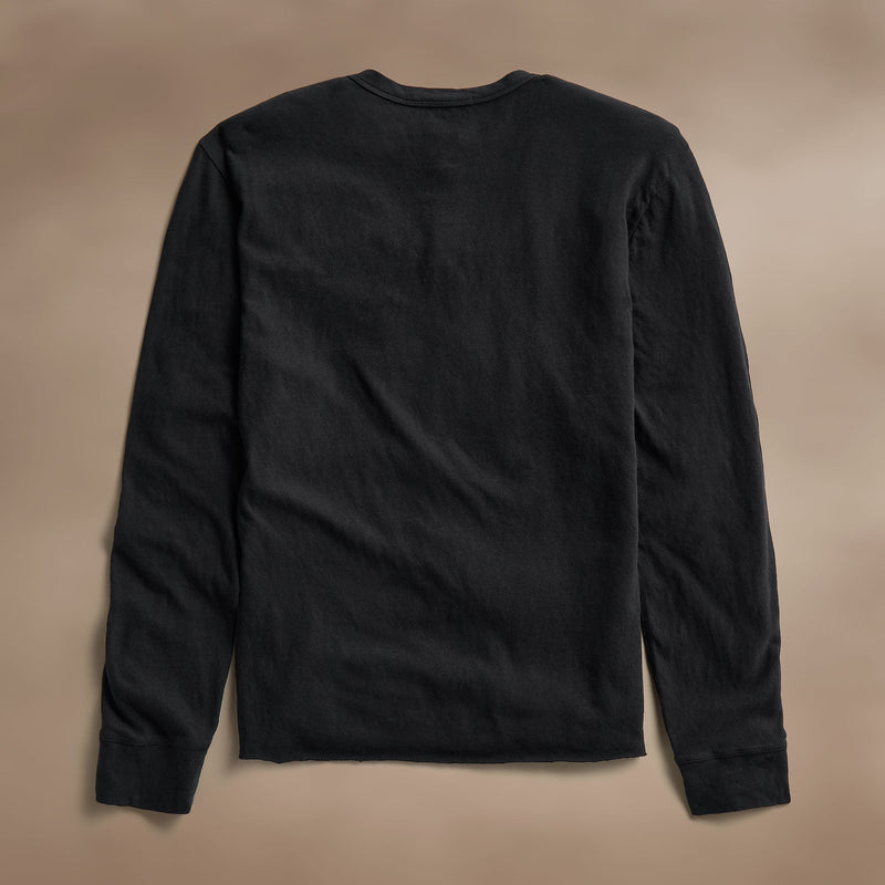 Natural Slub Jersey Henley in Black | James Perse Los Angeles