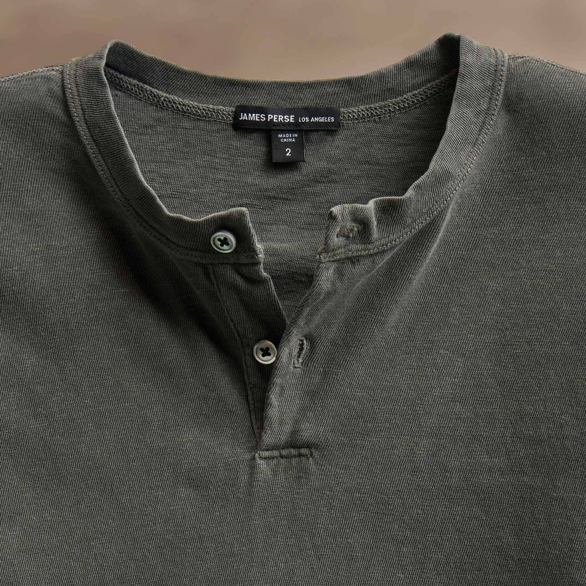 Natural Slub Jersey Henley in Granite Pigment | James Perse Los Angeles