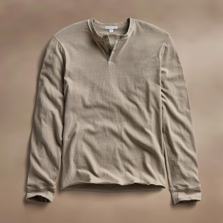 Natural Slub Jersey Henley in Overcast Pigment | James Perse Los Angeles