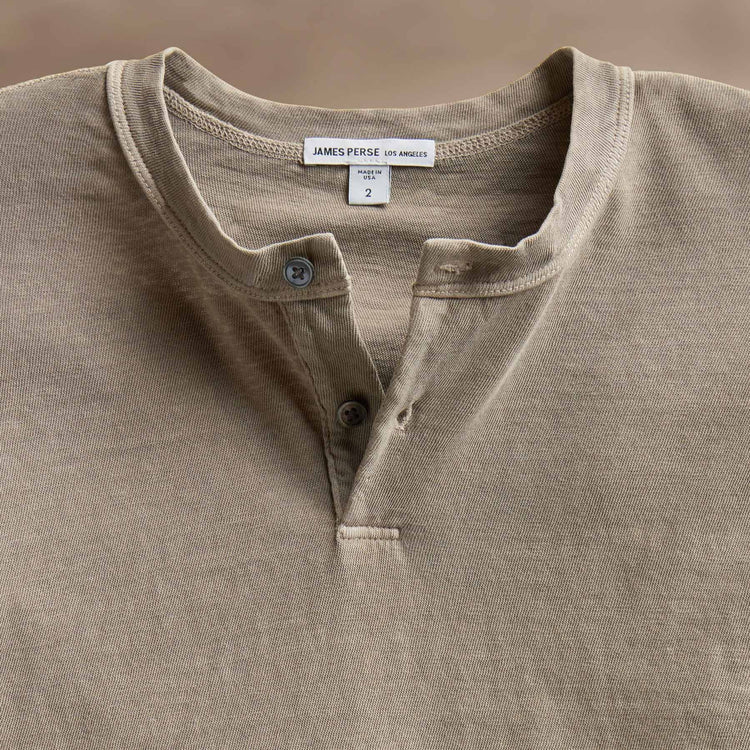 Natural Slub Jersey Henley in Overcast Pigment | James Perse Los Angeles