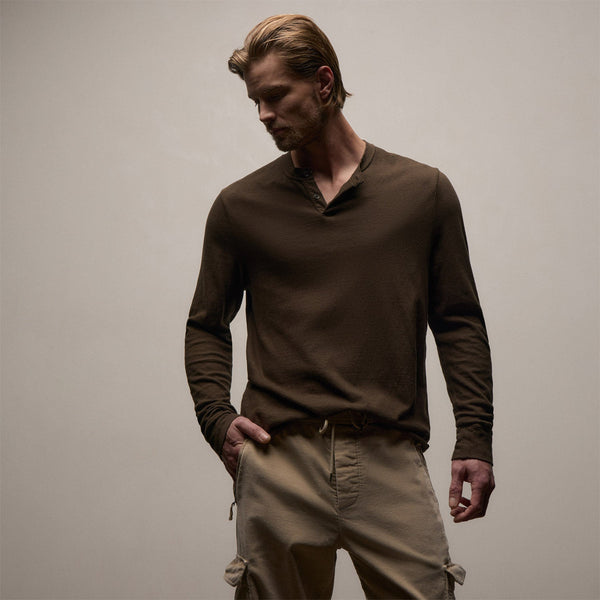 Slub Jersey Long Sleeve Henley in Porcupine | James Perse Los Angeles