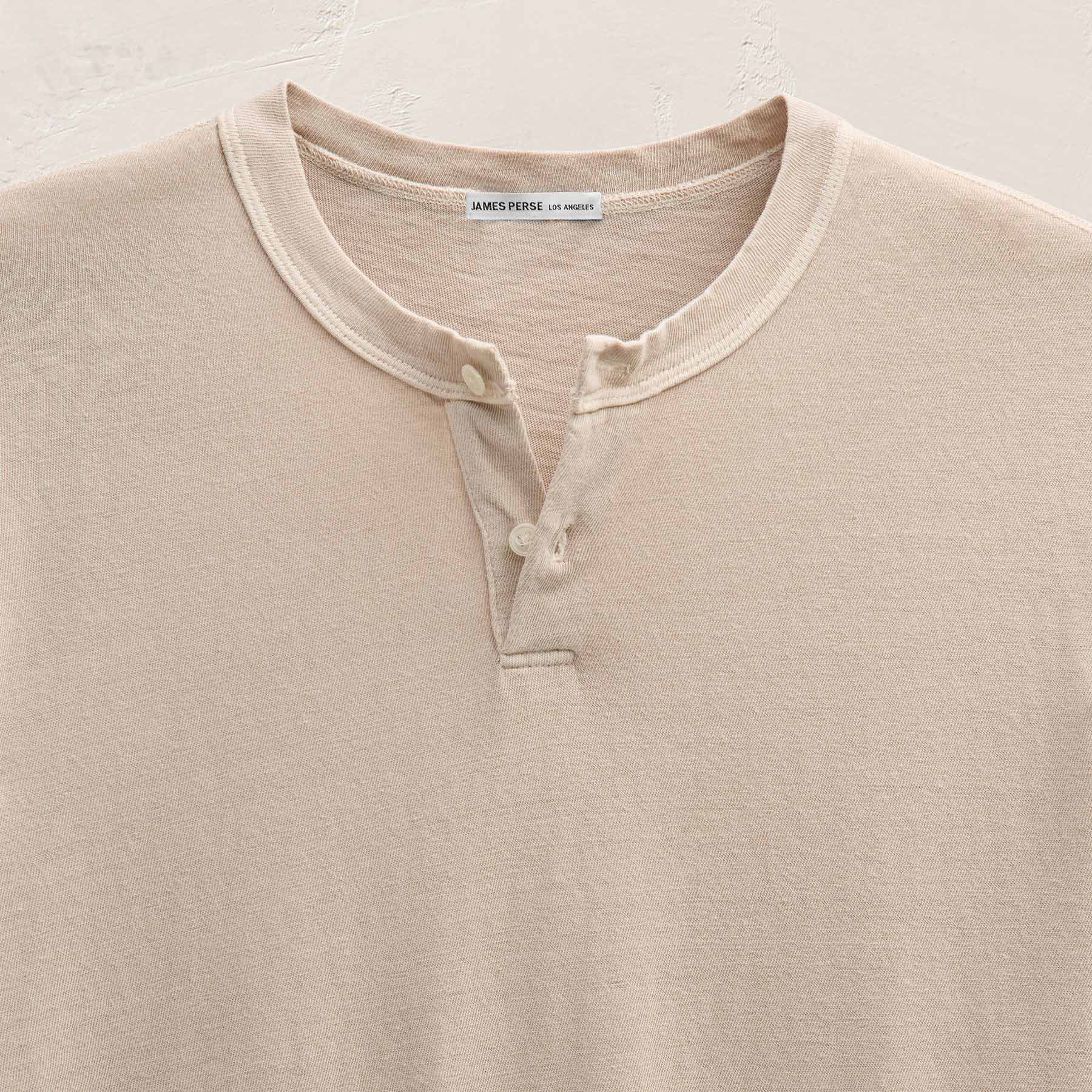 Slub Jersey Long Sleeve Henley in Stone Pigment | James Perse Los Angeles
