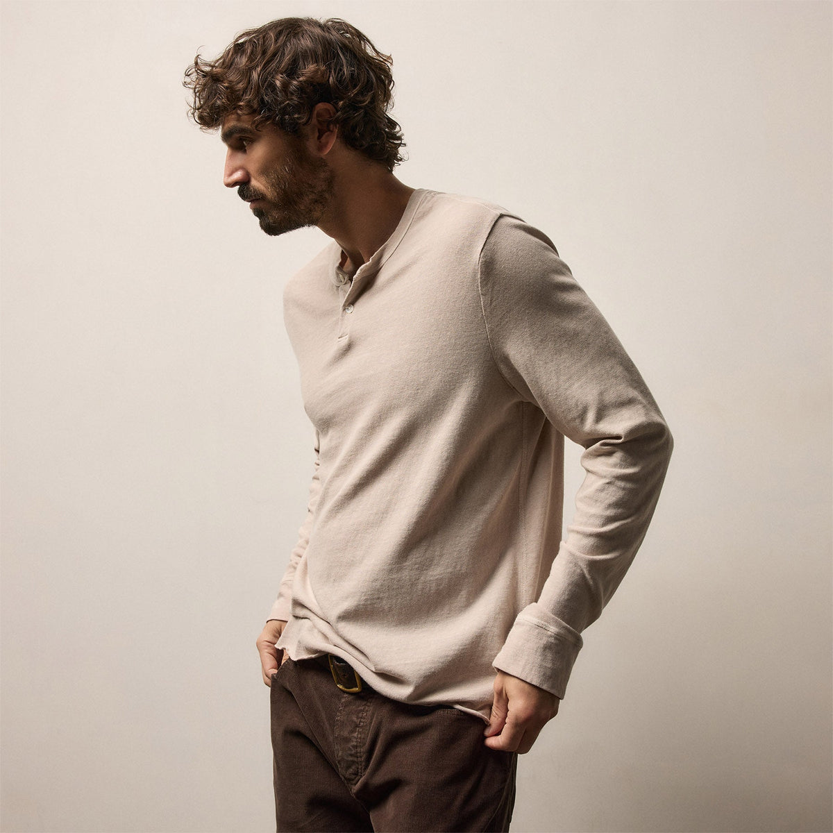 Slub Jersey Long Sleeve Henley - Stone Pigment | James Perse Los 