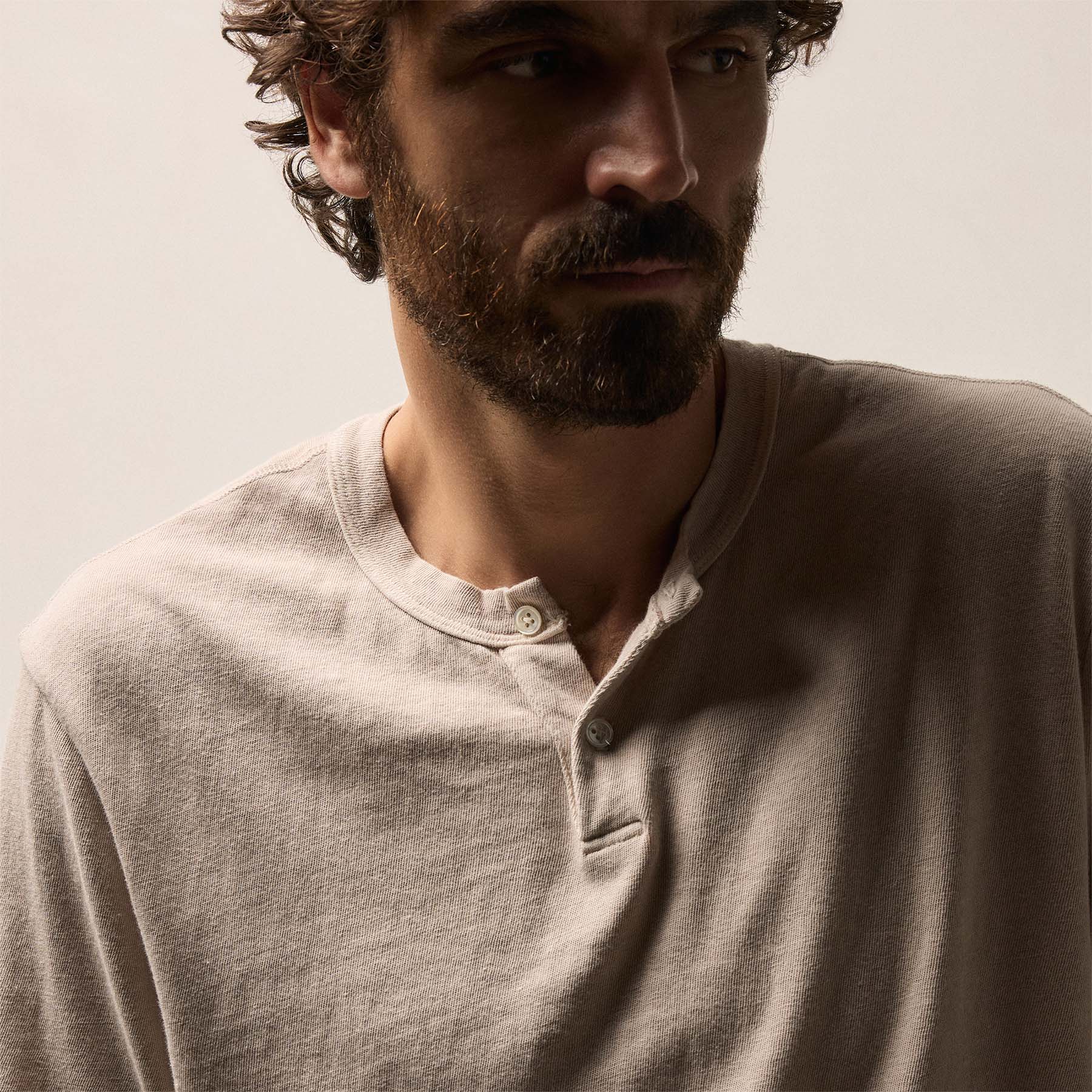 Slub Jersey Long Sleeve Henley - Stone Pigment | James Perse Los