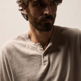 Slub Jersey Long Sleeve Henley in Stone Pigment | James Perse Los Angeles