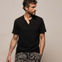 Slub Jersey Short Sleeve Henley in Black | James Perse Los Angeles