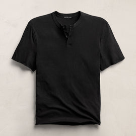 Slub Jersey Short Sleeve Henley in Black | James Perse Los Angeles