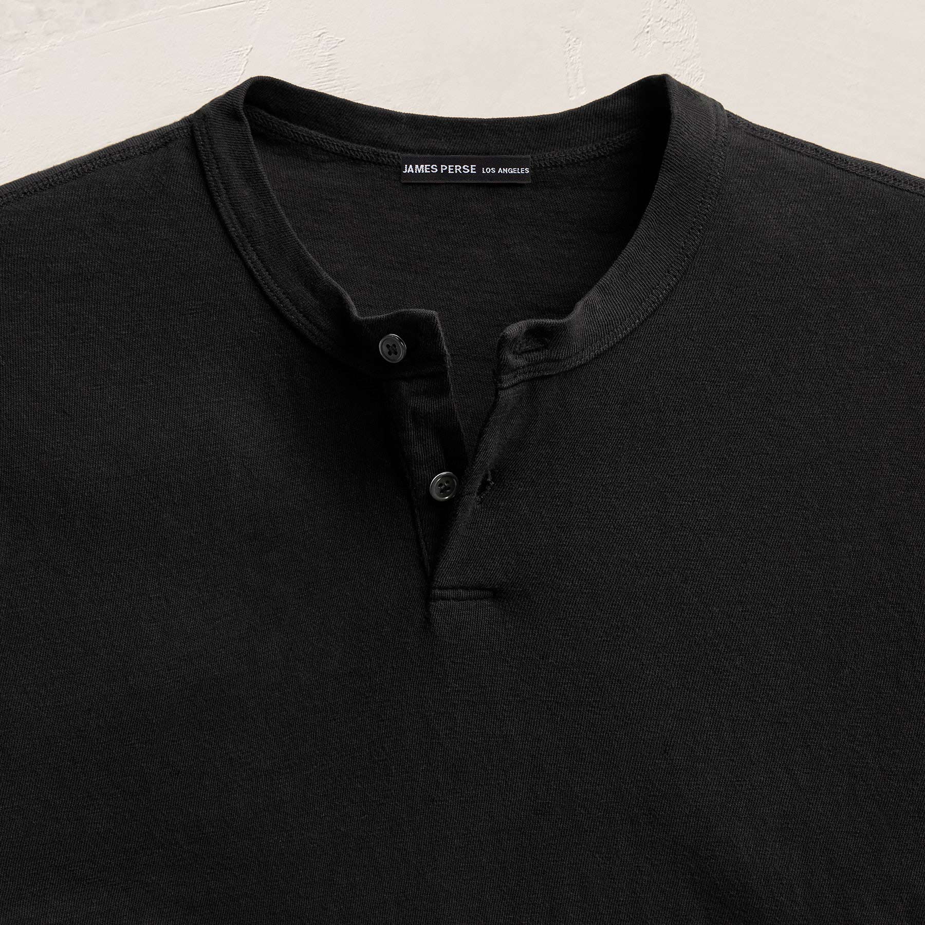 Slub Jersey Short Sleeve Henley in Black | James Perse Los Angeles