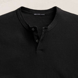 Slub Jersey Short Sleeve Henley in Black | James Perse Los Angeles
