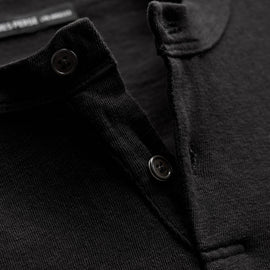 Slub Jersey Short Sleeve Henley in Black | James Perse Los Angeles