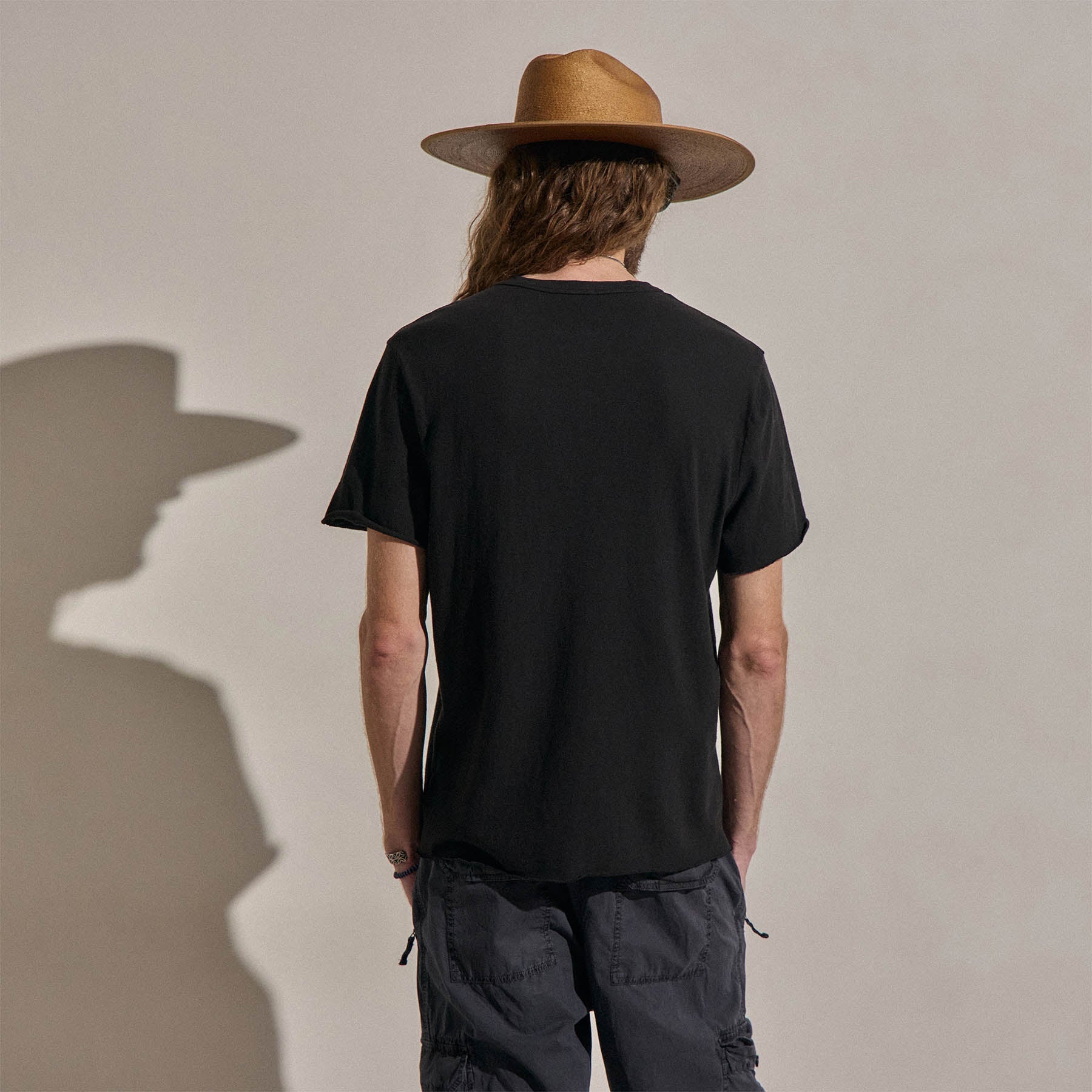 Slub Jersey Short Sleeve Henley in Black | James Perse Los Angeles