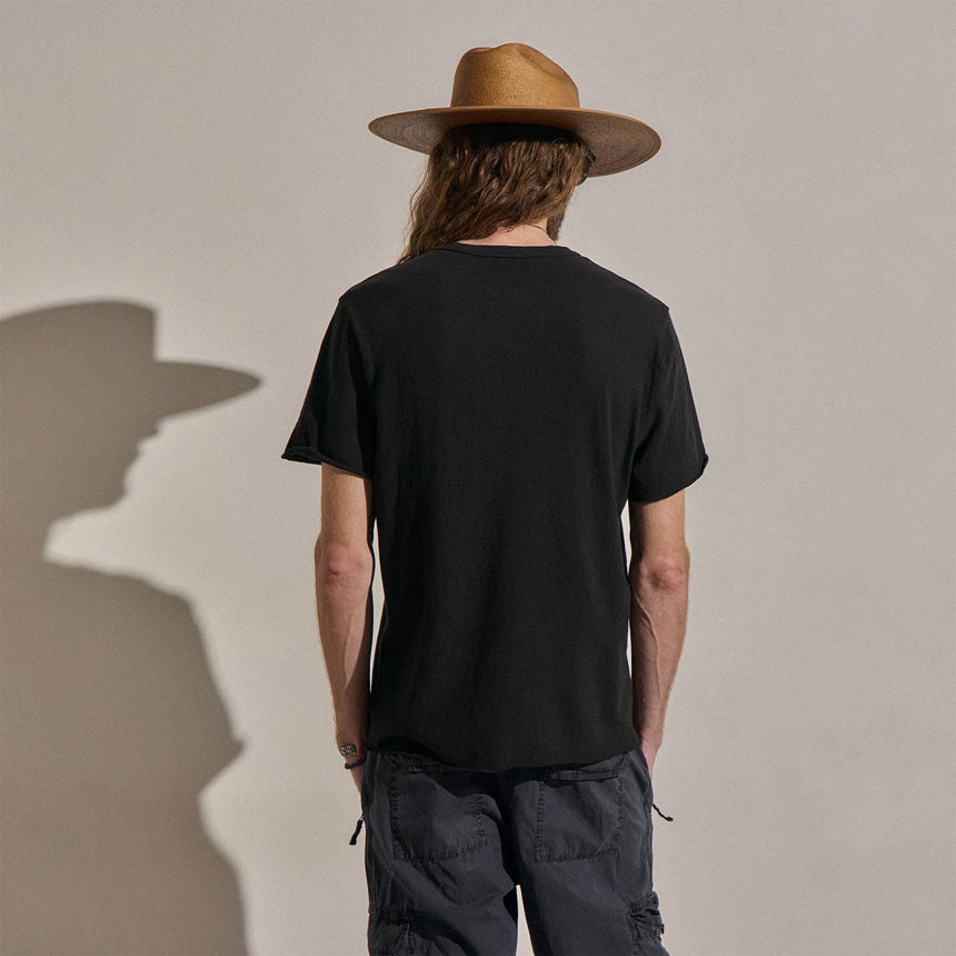 Slub Jersey Short Sleeve Henley in Black | James Perse Los Angeles