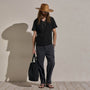 Slub Jersey Short Sleeve Henley in Black | James Perse Los Angeles