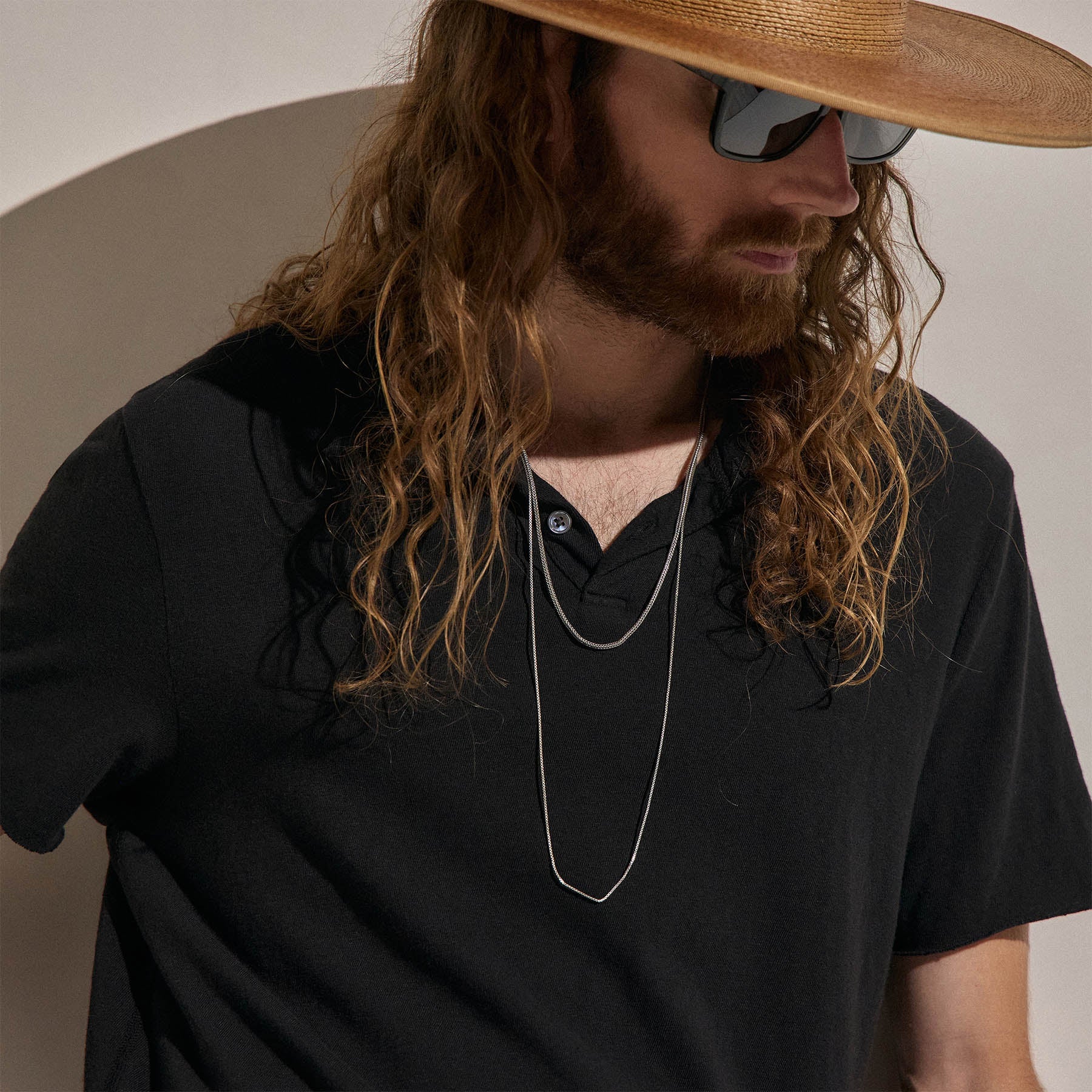 Slub Jersey Short Sleeve Henley in Black | James Perse Los Angeles