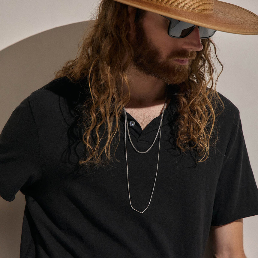 Slub Jersey Short Sleeve Henley in Black | James Perse Los Angeles