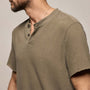 Slub Jersey Short Sleeve Henley in Light Olive Pigment | James Perse Los Angeles