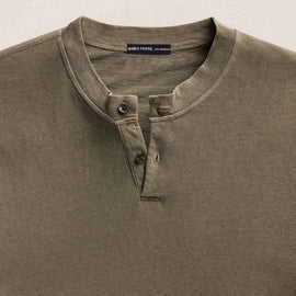 Slub Jersey Short Sleeve Henley in Light Olive Pigment | James Perse Los Angeles
