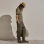 Slub Jersey Short Sleeve Henley in Light Olive Pigment | James Perse Los Angeles
