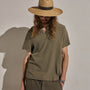 Slub Jersey Short Sleeve Henley in Light Olive Pigment | James Perse Los Angeles