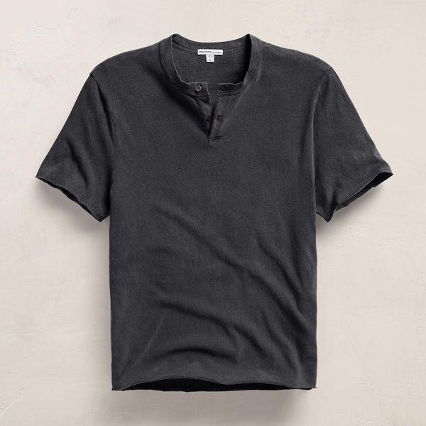 Slub Jersey Short Sleeve Henley in Magma Pigment | James Perse Los Angeles