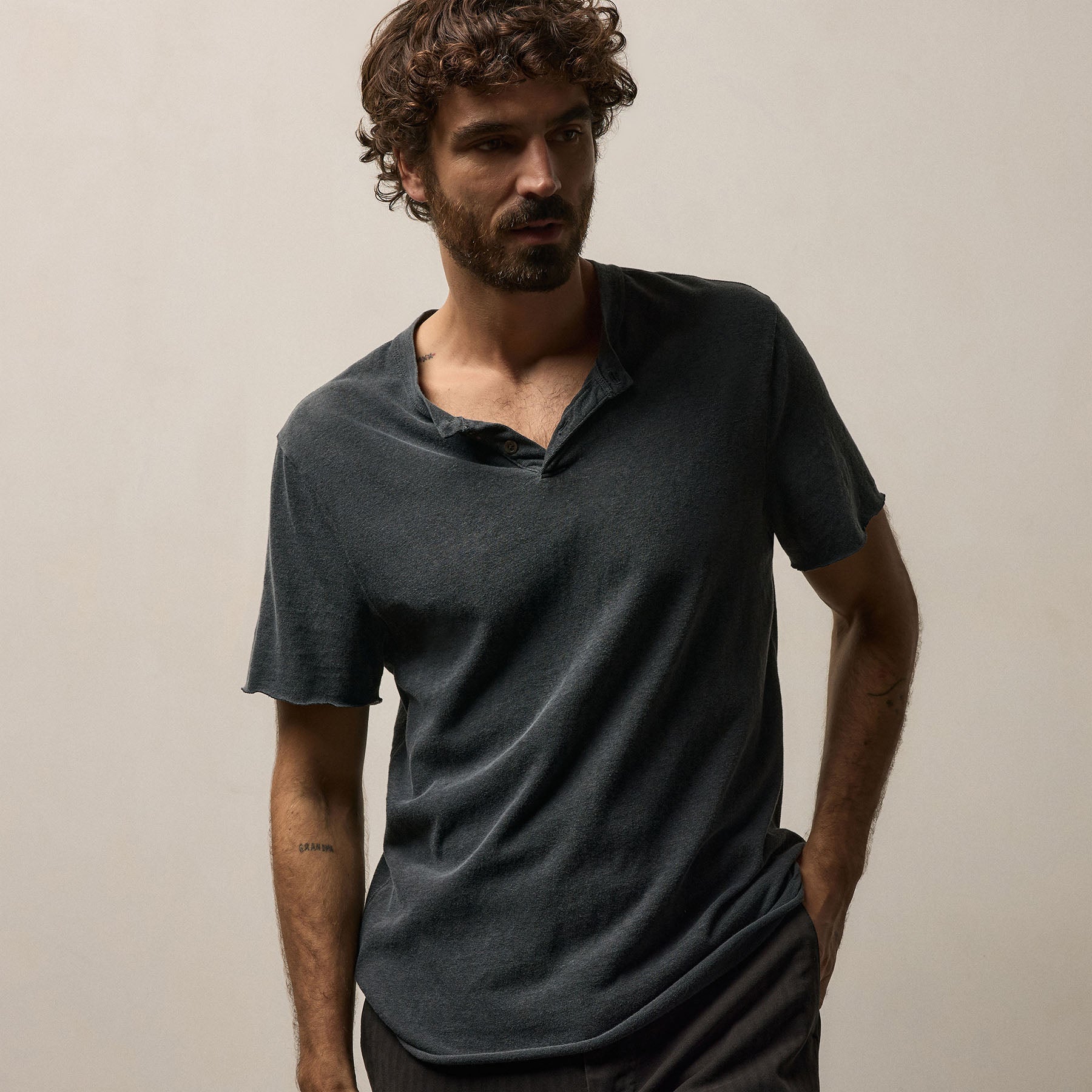 Slub Jersey Short Sleeve Henley