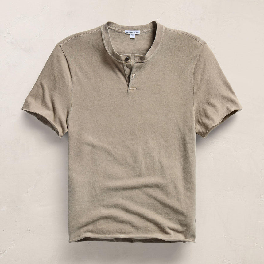 Slub Jersey Short Sleeve Henley in Overcast Pigment | James Perse Los Angeles FLAT