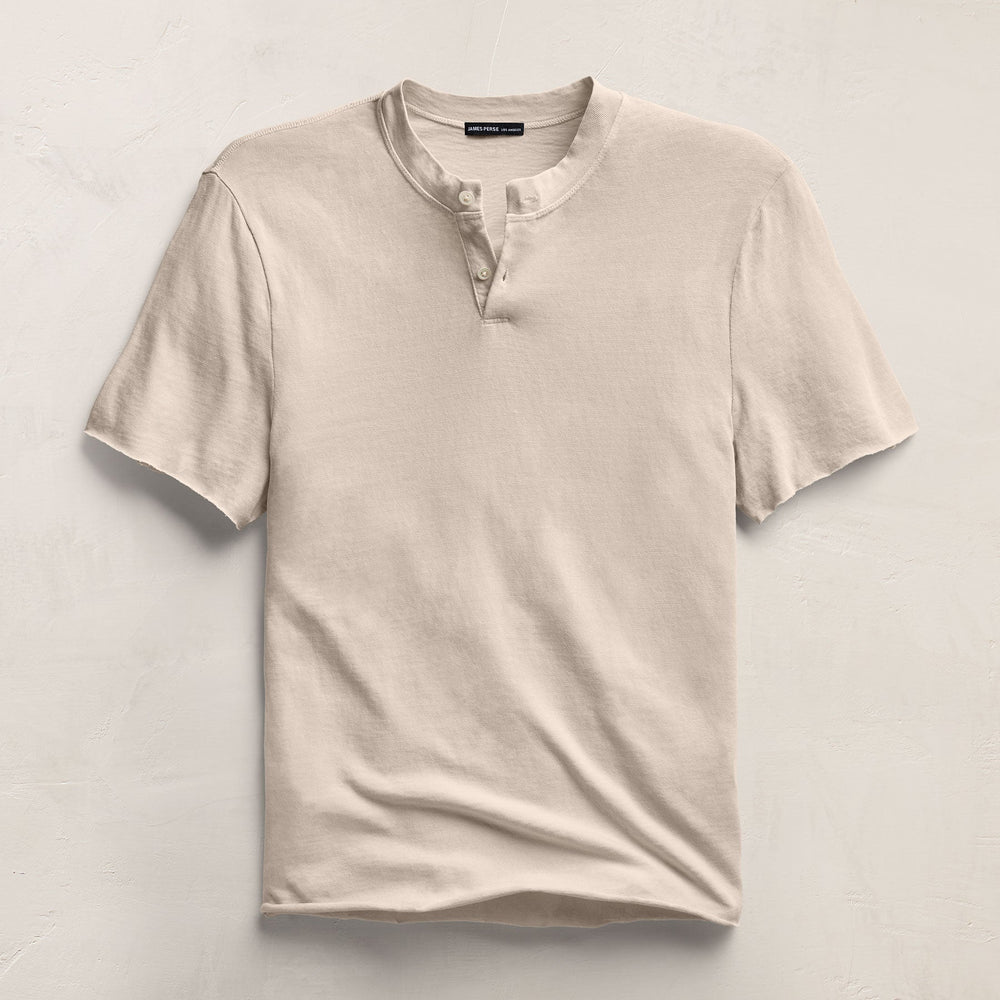 Slub Jersey Short Sleeve Henley in Pearl Pigment | James Perse Los Angeles