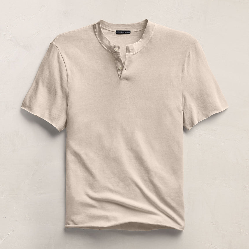 Slub Jersey Short Sleeve Henley in Pearl Pigment | James Perse Los Angeles